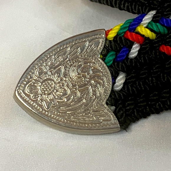 Western Rope Belt Double Heart Buckle Horse Head Sz Adjustable to 36” - Picture 3 of 4